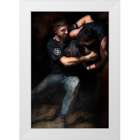 Aloitadores III (A Rapa Das Bestas) White Modern Wood Framed Art Print by Pascual Buye, Santiago