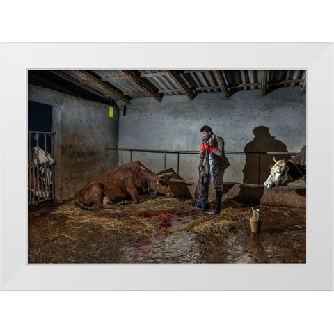 Welcome To The Cruel World White Modern Wood Framed Art Print by Bahmani, Mitra