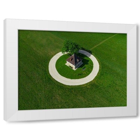 Circle White Modern Wood Framed Art Print by Kravanja, Jure