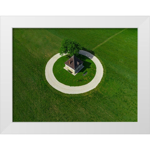 Circle White Modern Wood Framed Art Print by Kravanja, Jure