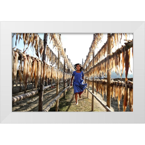 Childhood White Modern Wood Framed Art Print by Garik