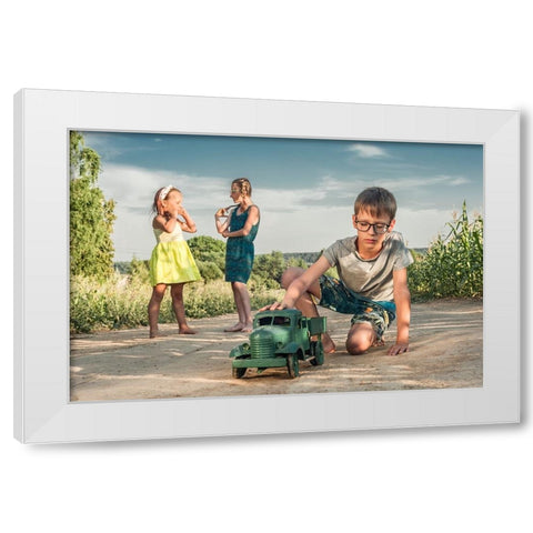 Childhood White Modern Wood Framed Art Print by Cherkasov, Viktor