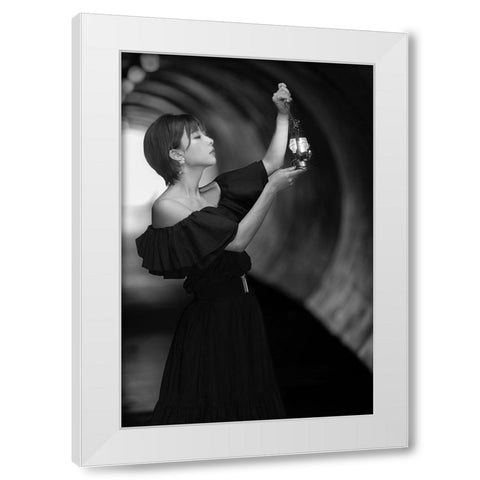 Seek In The Light White Modern Wood Framed Art Print by Sakamoto, Tsutomu