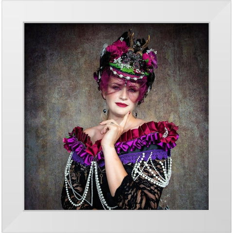 Queen Of Colour White Modern Wood Framed Art Print by Springgay, Daniel