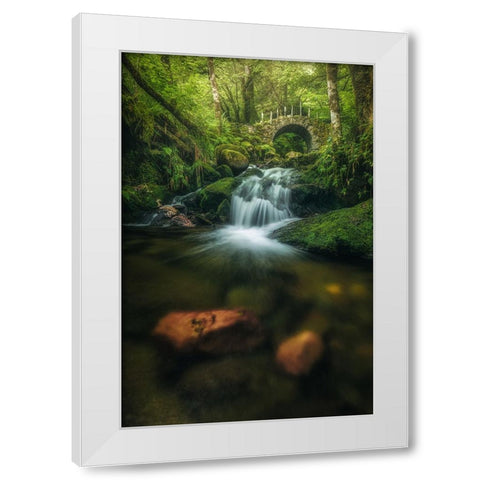 Scotland - Fairy Glen Bridge White Modern Wood Framed Art Print by Claude Castor, Jean