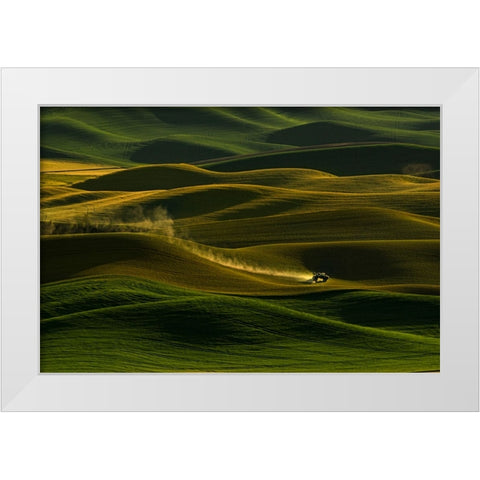 Palouse Wheat Fields White Modern Wood Framed Art Print by Dickau, Kristel