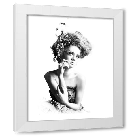 Thinking Of You White Modern Wood Framed Art Print by Bunjamin (Abe), Antonyus