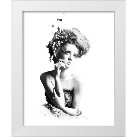 Thinking Of You White Modern Wood Framed Art Print by Bunjamin (Abe), Antonyus