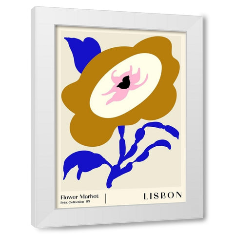 Flower Market. Lisbon White Modern Wood Framed Art Print by NKTN