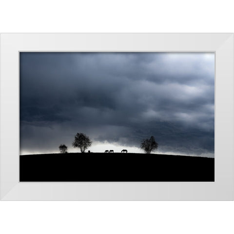 A Family Of Three White Modern Wood Framed Art Print by Fei, Hsiao-Yang