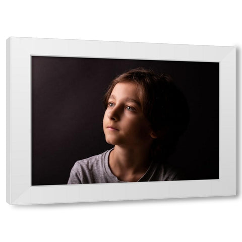 Mihai White Modern Wood Framed Art Print by Watkins, Carmen