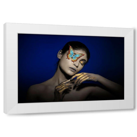 The Butterfly Girl White Modern Wood Framed Art Print by Bhattacharyya, Partha