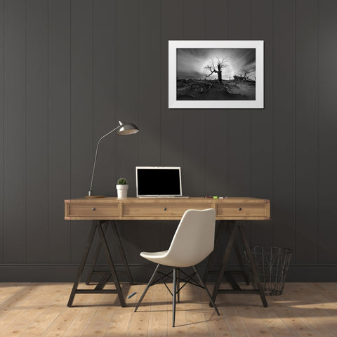 Solar Halo White Modern Wood Framed Art Print by Liao, Yuhan