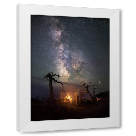 Under The Milkyway White Modern Wood Framed Art Print by Liao, Yuhan
