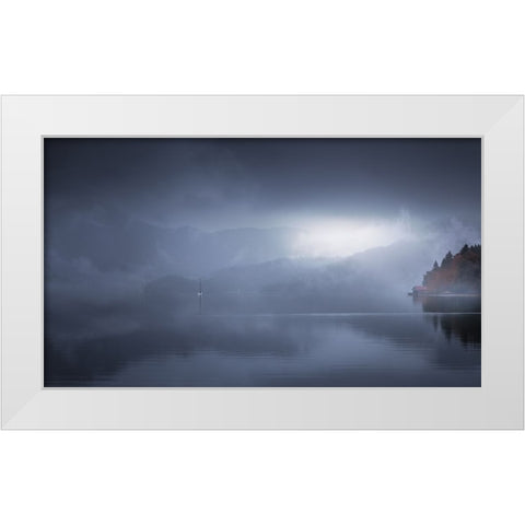 Foggy Morning In Walchensee 7R20727 White Modern Wood Framed Art Print by Joanaduenas