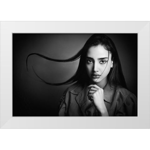 Hair Dance White Modern Wood Framed Art Print by Heydari, Amir
