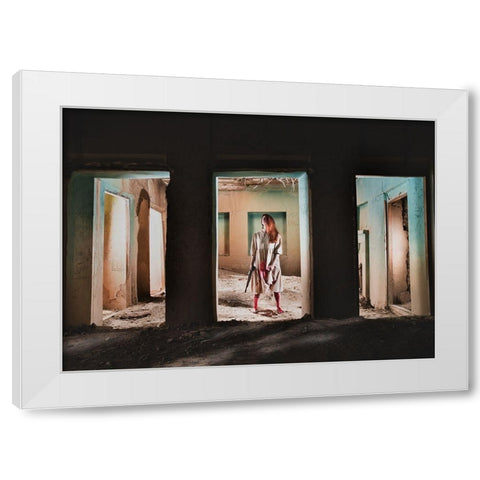 Rape White Modern Wood Framed Art Print by Sedaghi, Hooman
