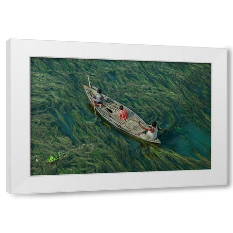 Crossing The Algae RIVer White Modern Wood Framed Art Print by Amdad Hossain, Muhammad