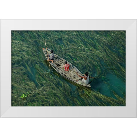 Crossing The Algae RIVer White Modern Wood Framed Art Print by Amdad Hossain, Muhammad