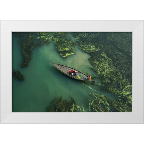 Crossing The Algae RIVer White Modern Wood Framed Art Print by Amdad Hossain, Muhammad