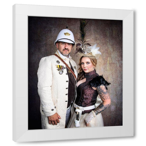 Steampunk Wars - The Diplomat  With Wife White Modern Wood Framed Art Print by Springgay, Daniel