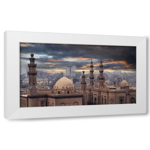 Between Past And The Present White Modern Wood Framed Art Print by Olwy, Moutaz