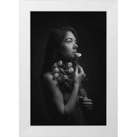 Roses White Modern Wood Framed Art Print by Franke, Ruth