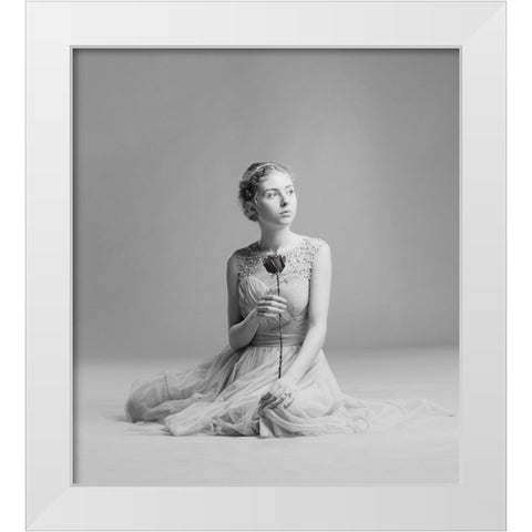 Rose White Modern Wood Framed Art Print by Valentyn, Kolesnyk