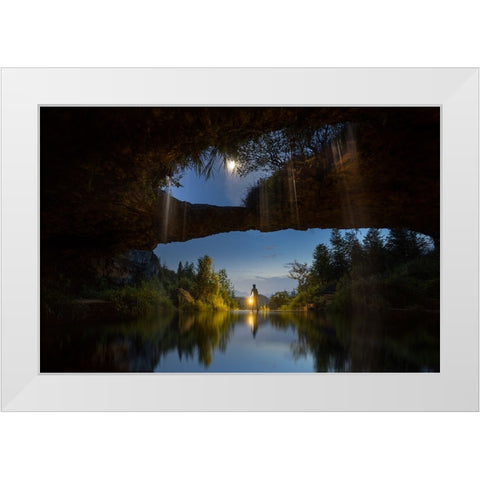 Water Moon Cave White Modern Wood Framed Art Print by Simoon