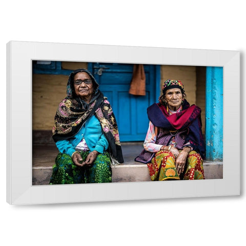 Sisters White Modern Wood Framed Art Print by Adrian