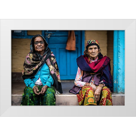 Sisters White Modern Wood Framed Art Print by Adrian