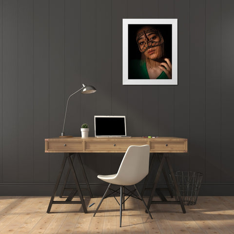 Minstrel White Modern Wood Framed Art Print by Keramati, Saeed