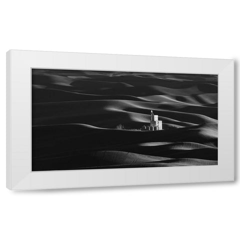 The Farm Land White Modern Wood Framed Art Print by Donnahom