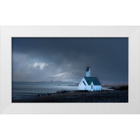 Lonely White Modern Wood Framed Art Print by Lu, Alex