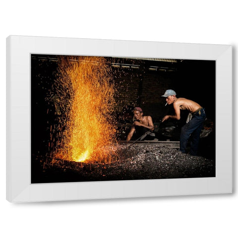 At Work 2 White Modern Wood Framed Art Print by Yuk Kong, John