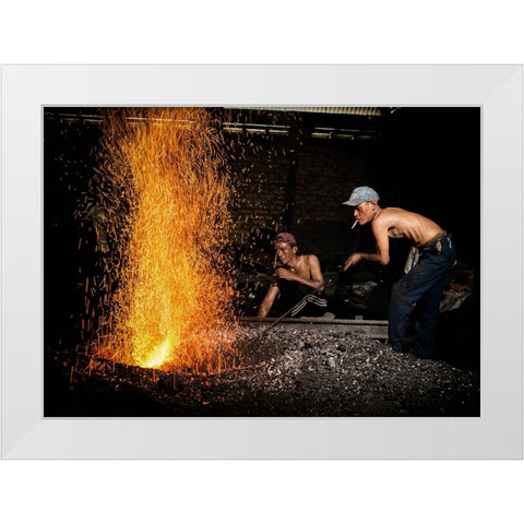 At Work 2 White Modern Wood Framed Art Print by Yuk Kong, John