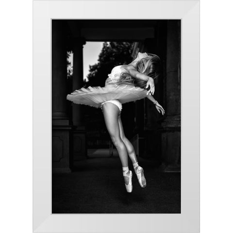 Ballerina Is Posing 8 Bw White Modern Wood Framed Art Print by Nanev, Vasil