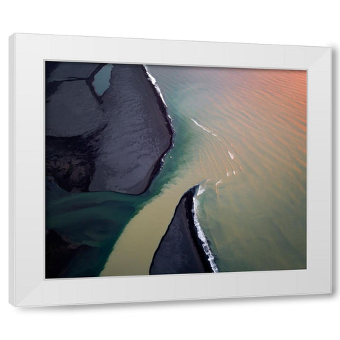 RIVer Mouth In Sunrise Light White Modern Wood Framed Art Print by Dou, Shenshen