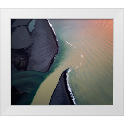 RIVer Mouth In Sunrise Light White Modern Wood Framed Art Print by Dou, Shenshen