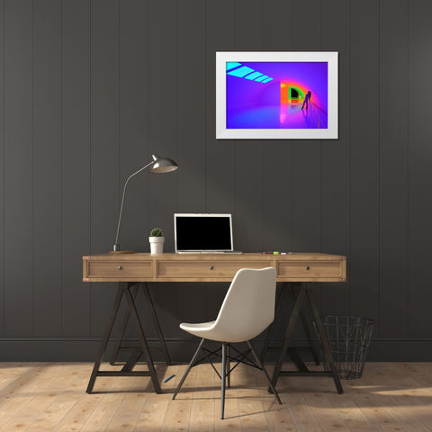 Charming Girl White Modern Wood Framed Art Print by Chang, Jiangping