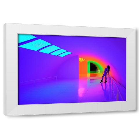 Charming Girl White Modern Wood Framed Art Print by Chang, Jiangping