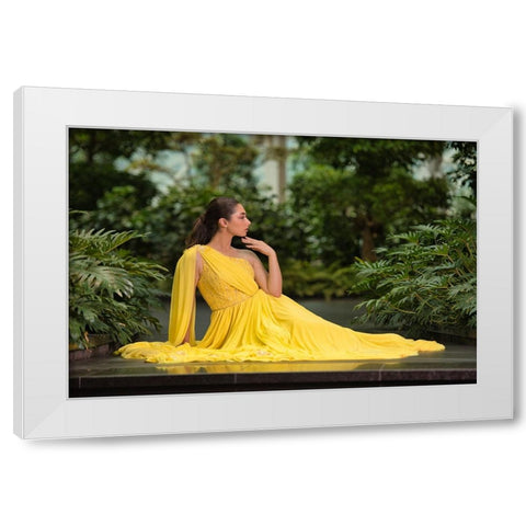 Greek Queen In Yellow White Modern Wood Framed Art Print by Belal, Ahmad