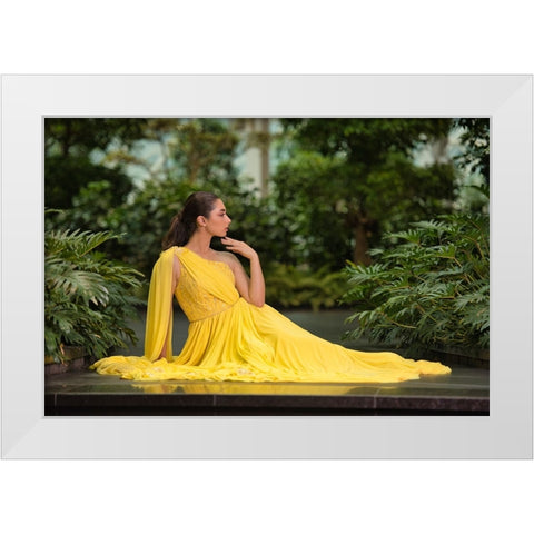 Greek Queen In Yellow White Modern Wood Framed Art Print by Belal, Ahmad