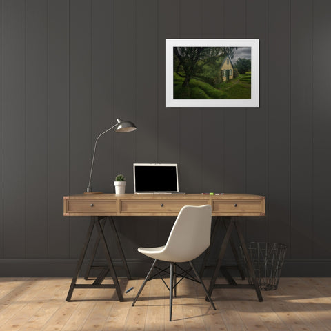 Hofskirkja Turf Church White Modern Wood Framed Art Print by Db, Yy