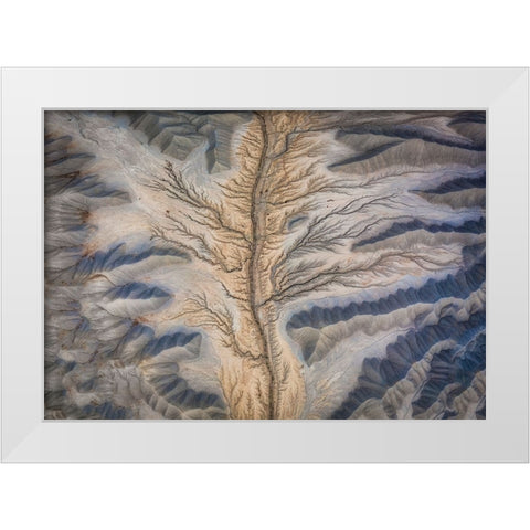 Badlands From The Above White Modern Wood Framed Art Print by Zheng, Michael