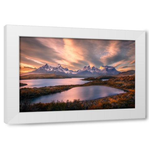 Autumn At Torres Del Paine White Modern Wood Framed Art Print by And Hongchao, Gu