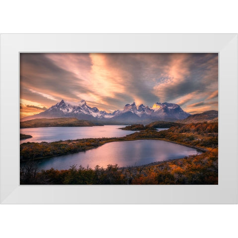 Autumn At Torres Del Paine White Modern Wood Framed Art Print by And Hongchao, Gu