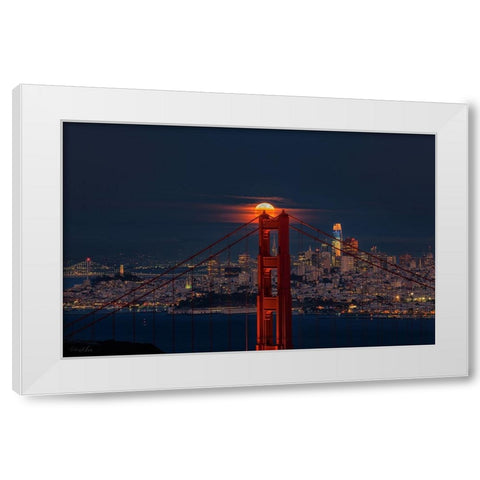 Full Moon August 11 White Modern Wood Framed Art Print by An, Anna