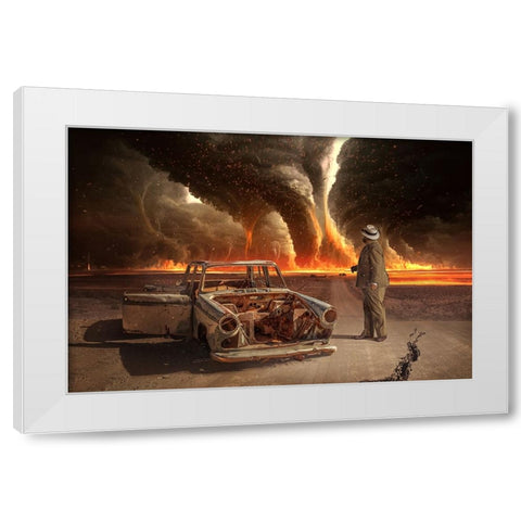 Firestorm White Modern Wood Framed Art Print by Egger, Marcel