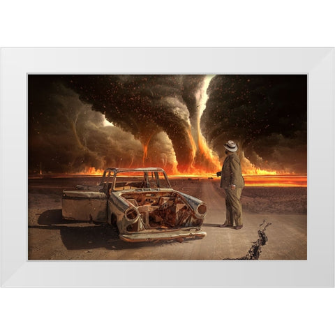 Firestorm White Modern Wood Framed Art Print by Egger, Marcel